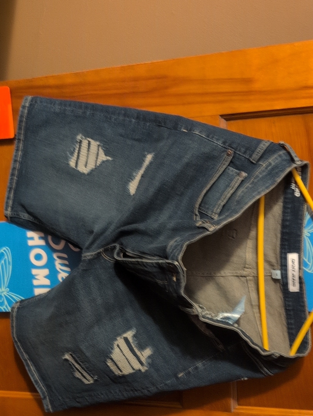 DKNY Men's Distressed Dark Blue Denim Shorts